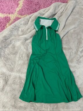 Sleeveless Green Polo Dress with Zip Collar